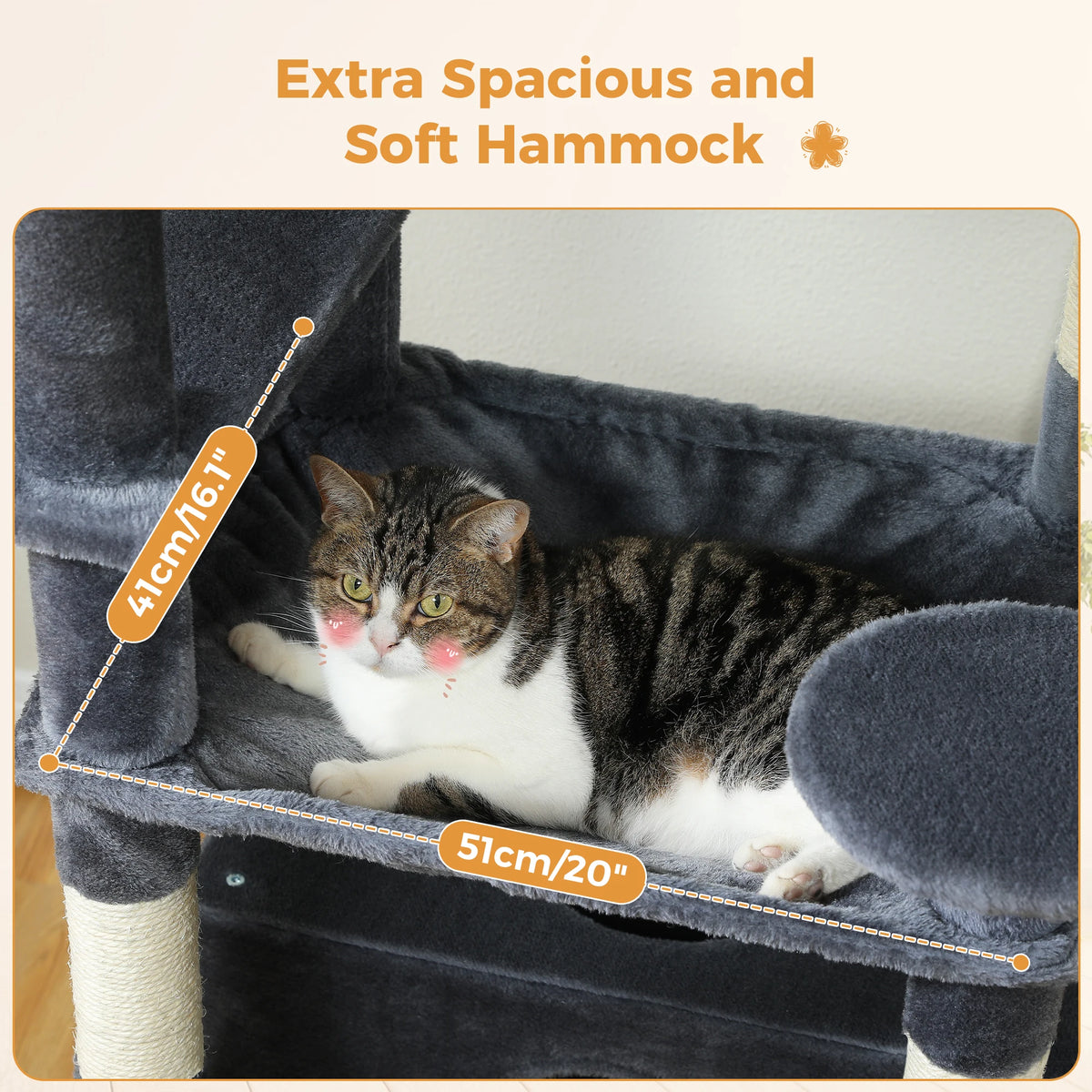 Large Cat Tree Tower with Hammock & Condos