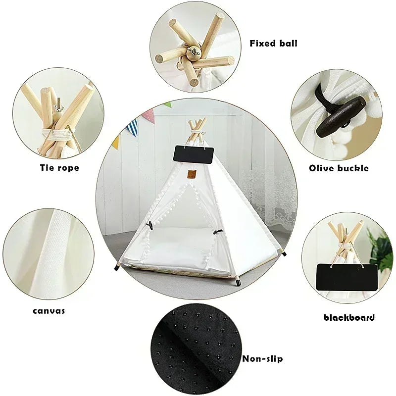 Portable Pet Teepee Bed with Cushion