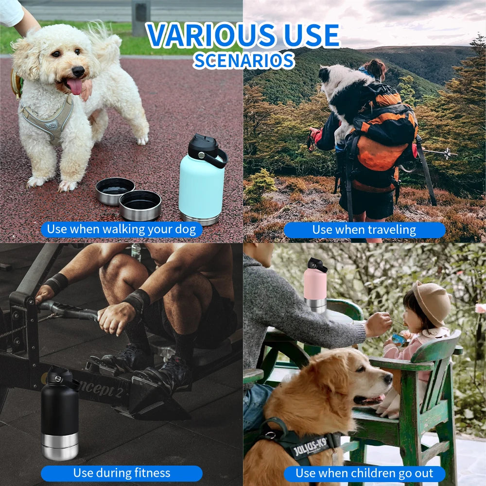 3-in-1 Stainless Steel Pet Water Bottle