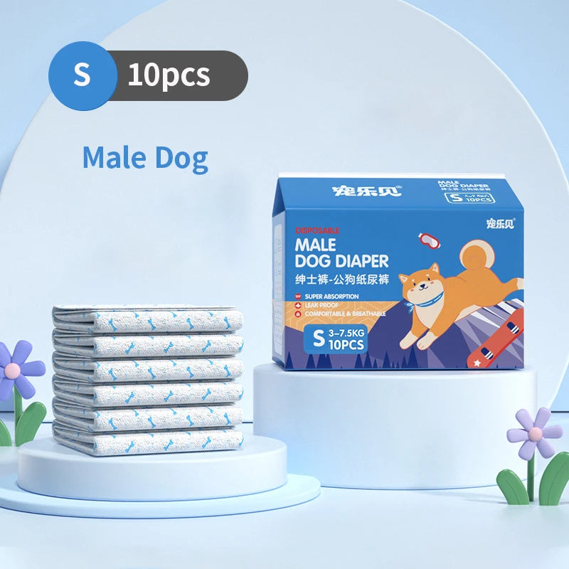 10-Pack Disposable Pet Diapers for Dogs & Cats