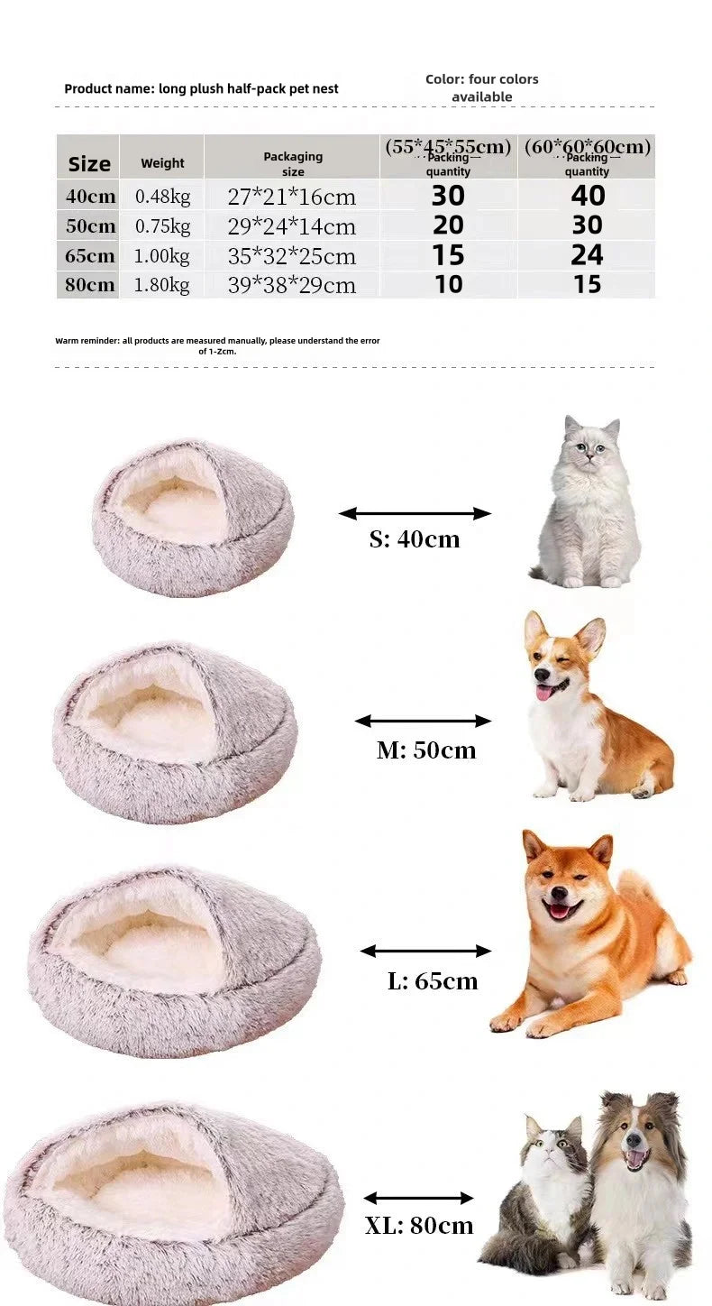 Warm Plush Semi-Enclosed Cat Bed