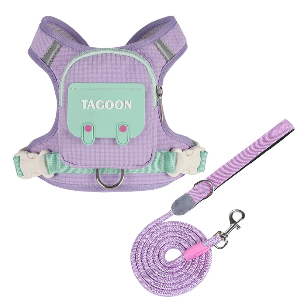 Cute Reflective Pet Harness & Leash Set