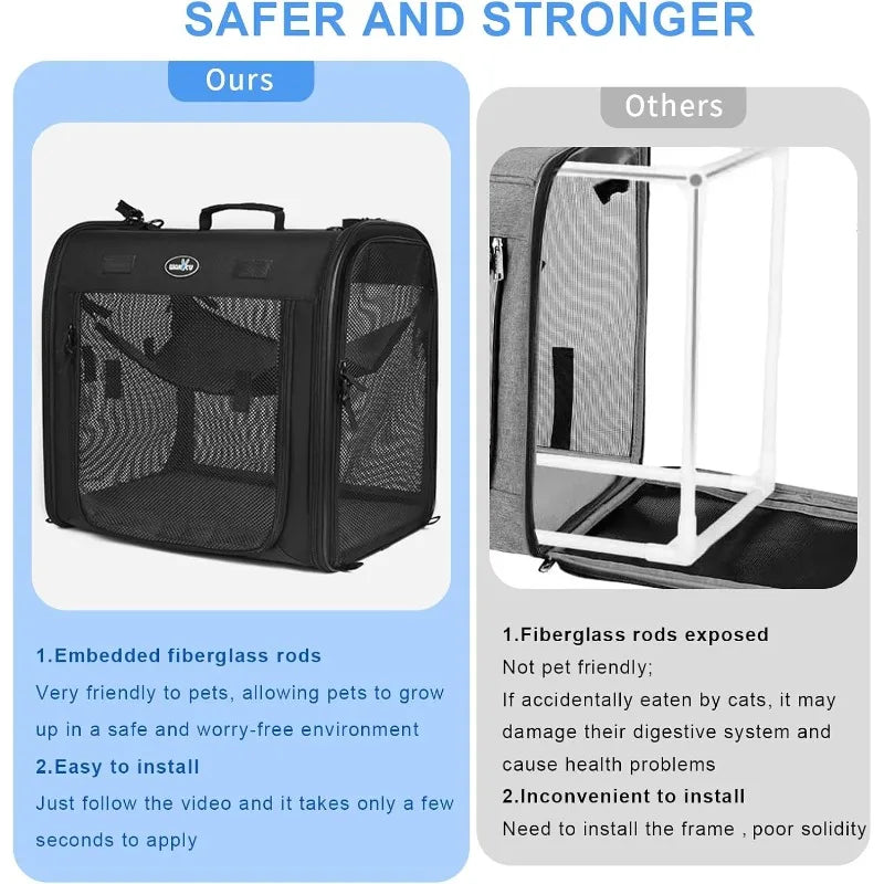 2-in-1 Foldable Double Pet Carrier