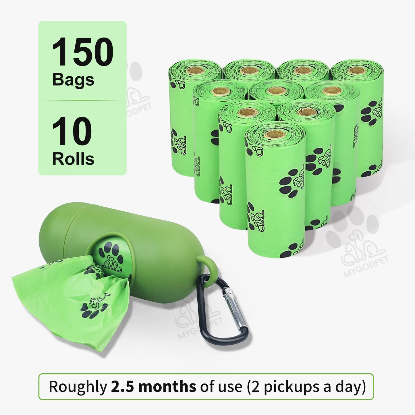 Biodegradable Dog Poop Bags with Dispenser (150 Count)
