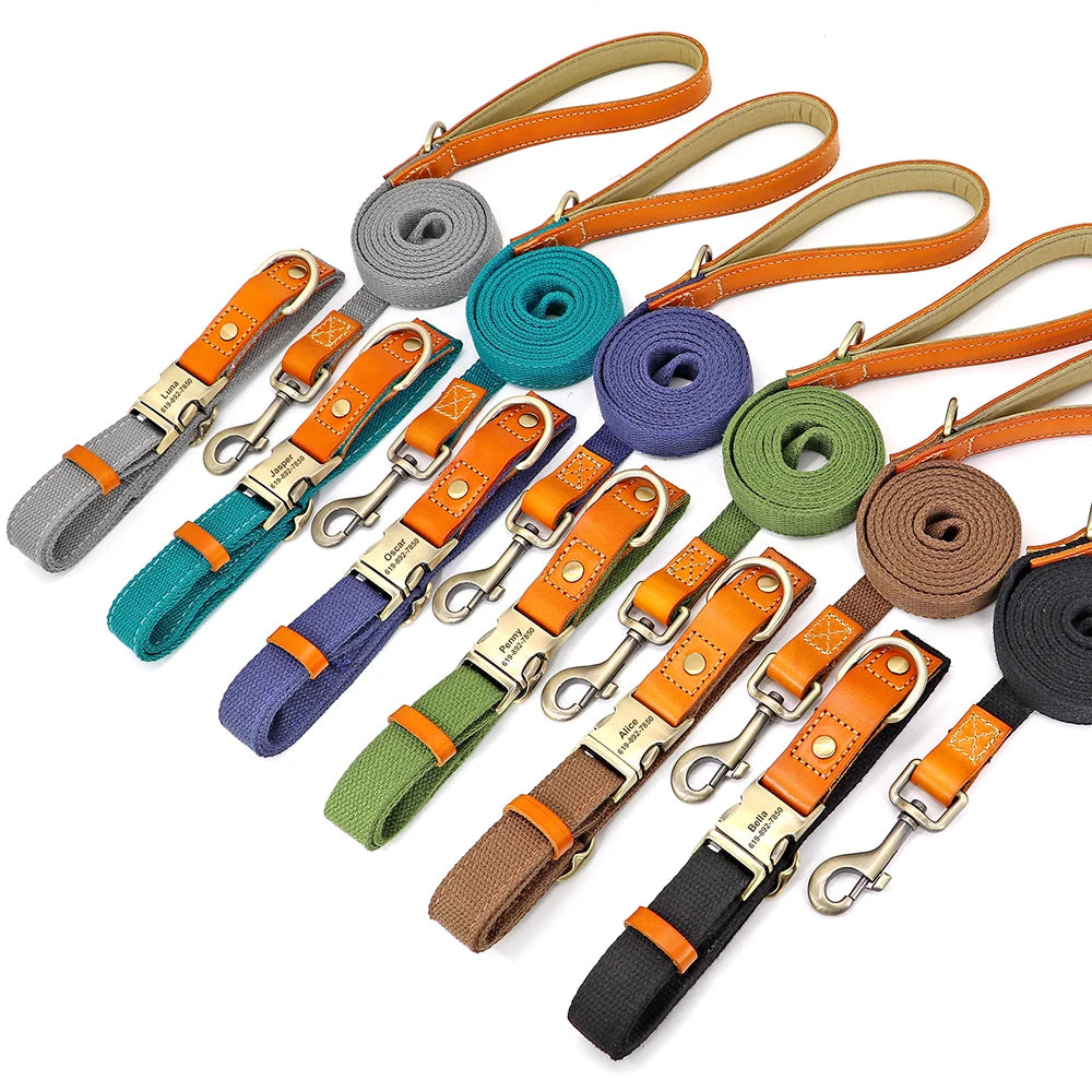 Personalized Nylon Dog Collar & Leash Set