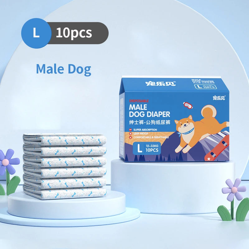 10-Pack Disposable Pet Diapers for Dogs & Cats