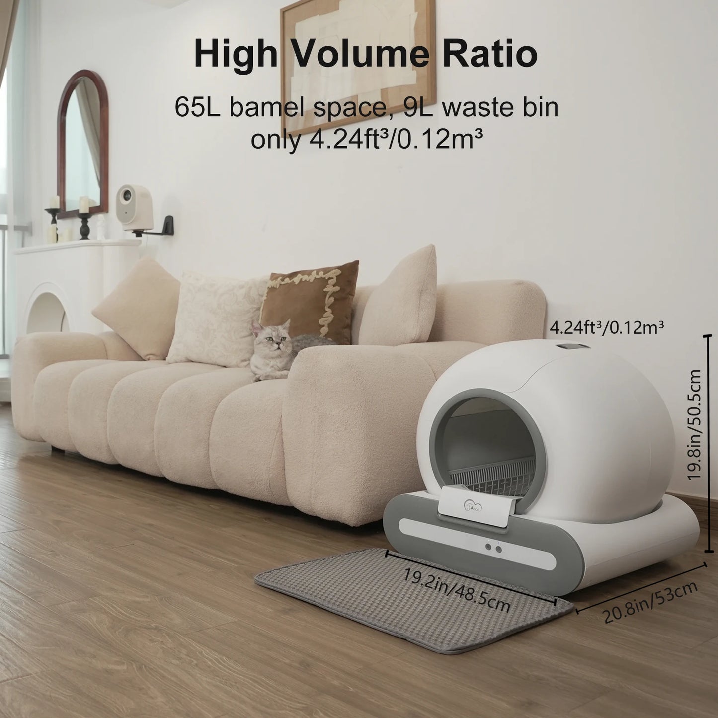 65L Self-Cleaning Cat Litter Box with App Control
