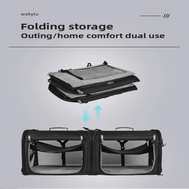 2-in-1 Foldable Double Pet Carrier