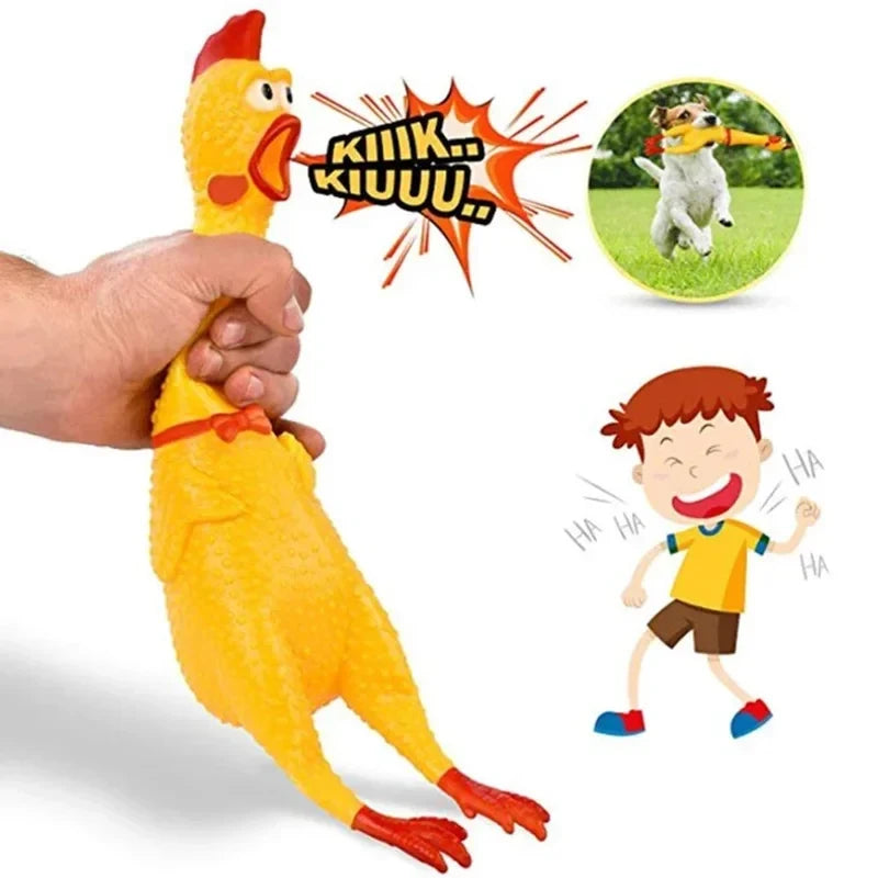 Squeaky Screaming Chicken Dog Toy
