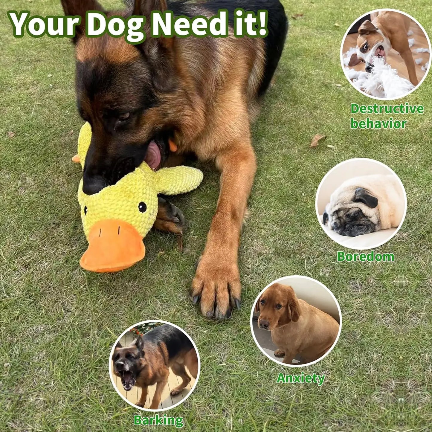 Durable Plush Duck Squeaky Dog Toy