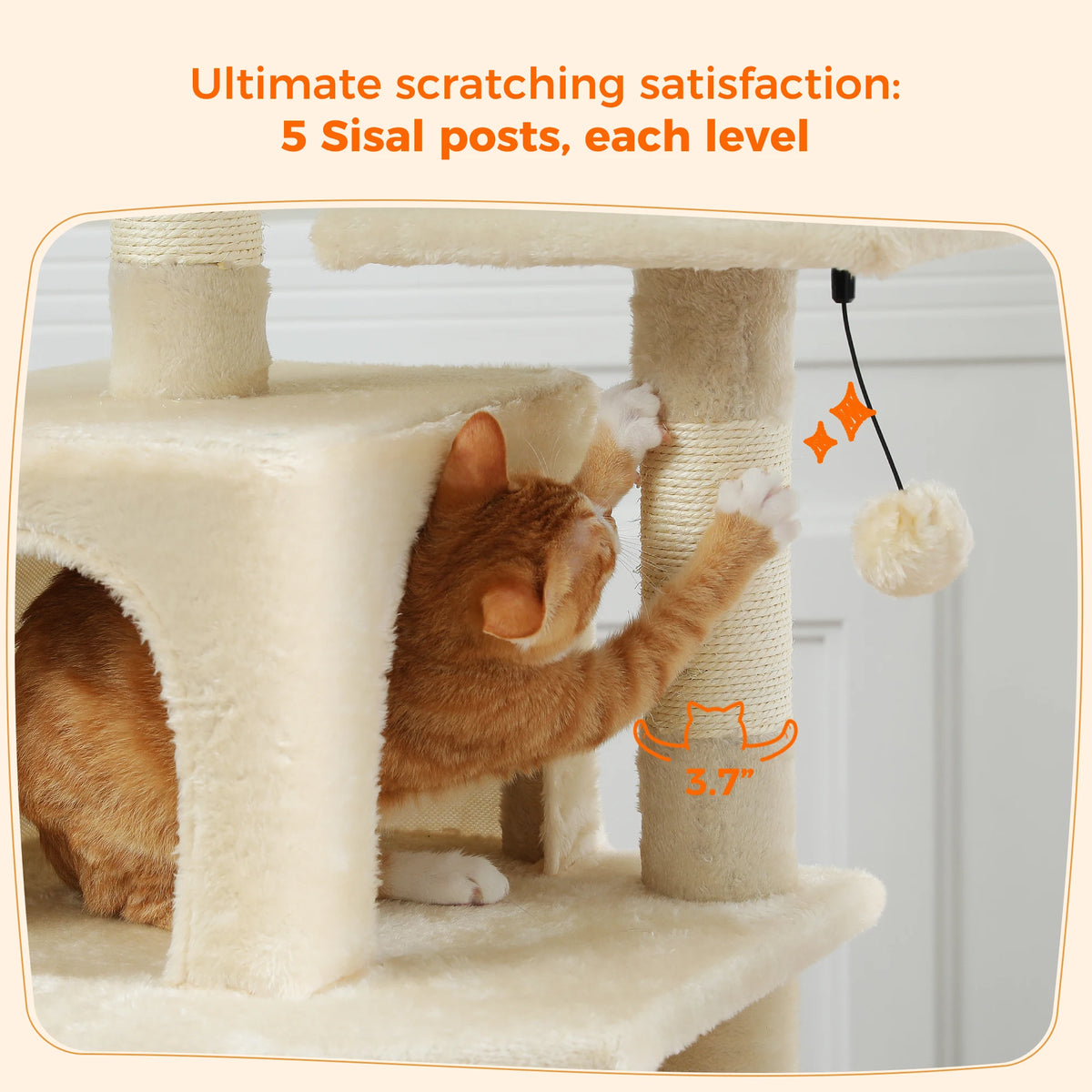 Large Cat Tree Tower with Hammock & Condos