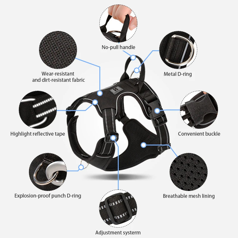 Reflective No-Pull Adjustable Dog Harness