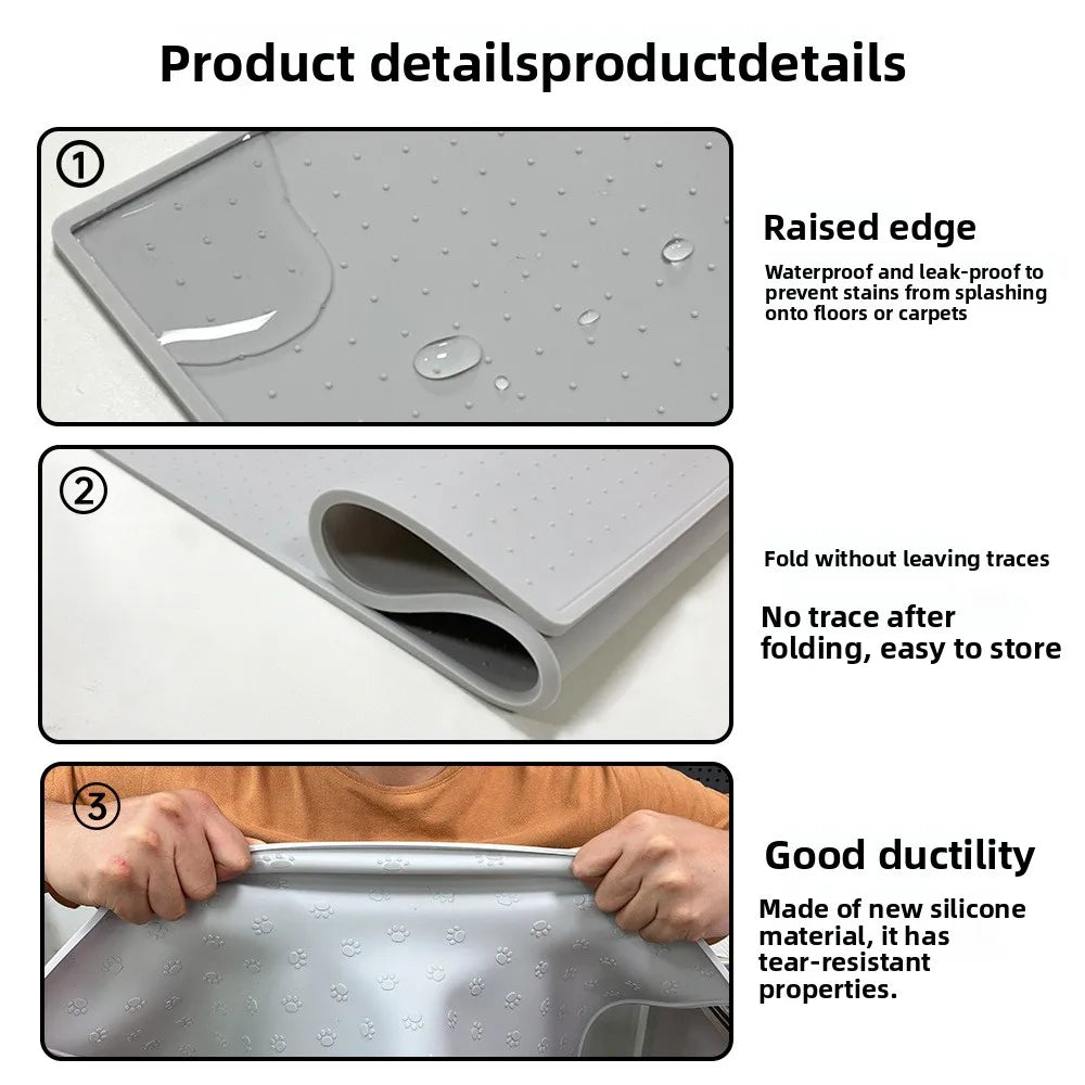 Silicone Waterproof Non-Slip Pet Feeding & Litter Mat