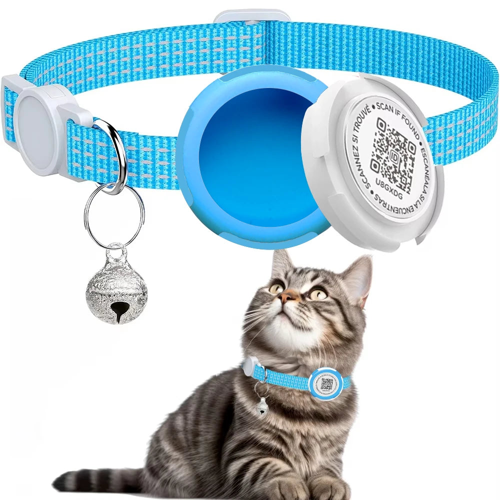 GPS Cat Collar with AirTag Holder & QR ID Tag