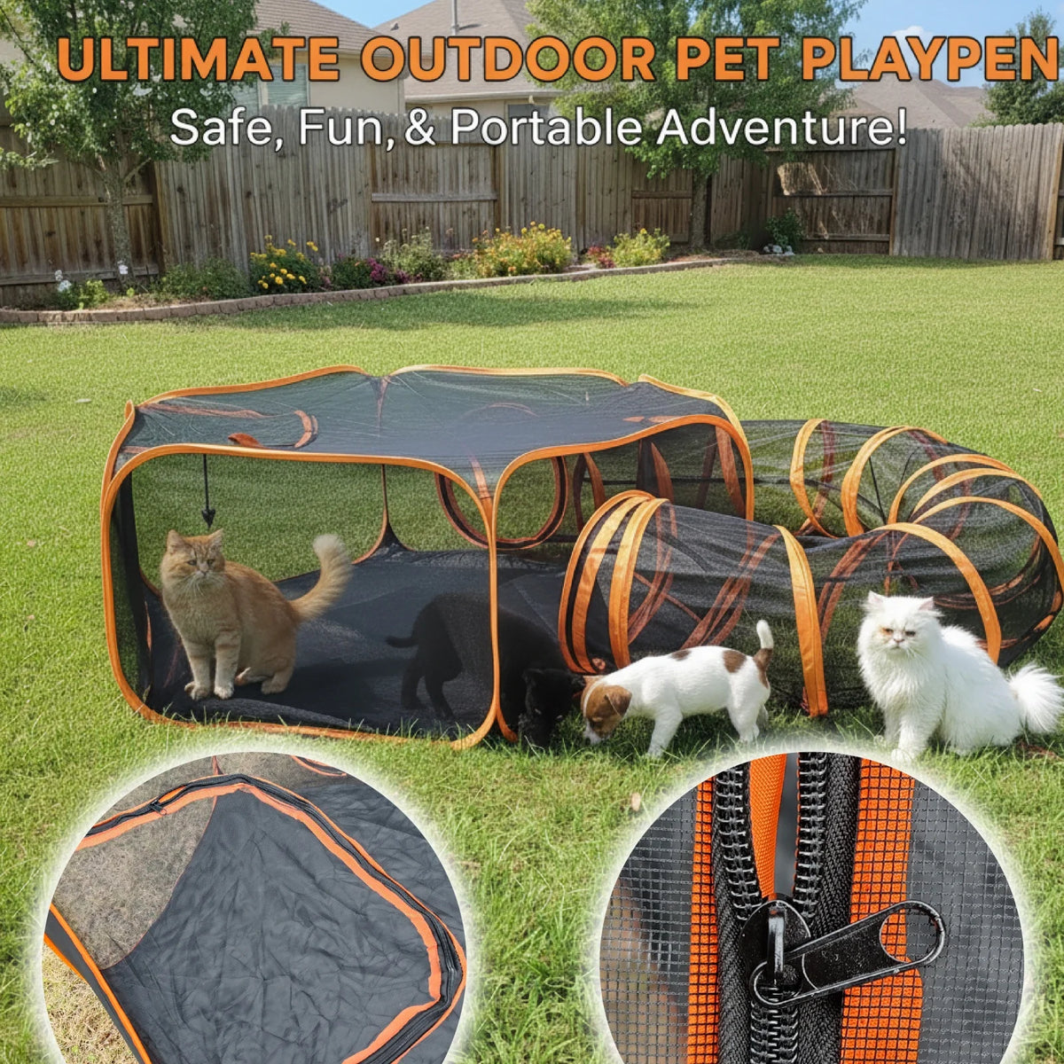Foldable Pet Play Tent with Tunnel