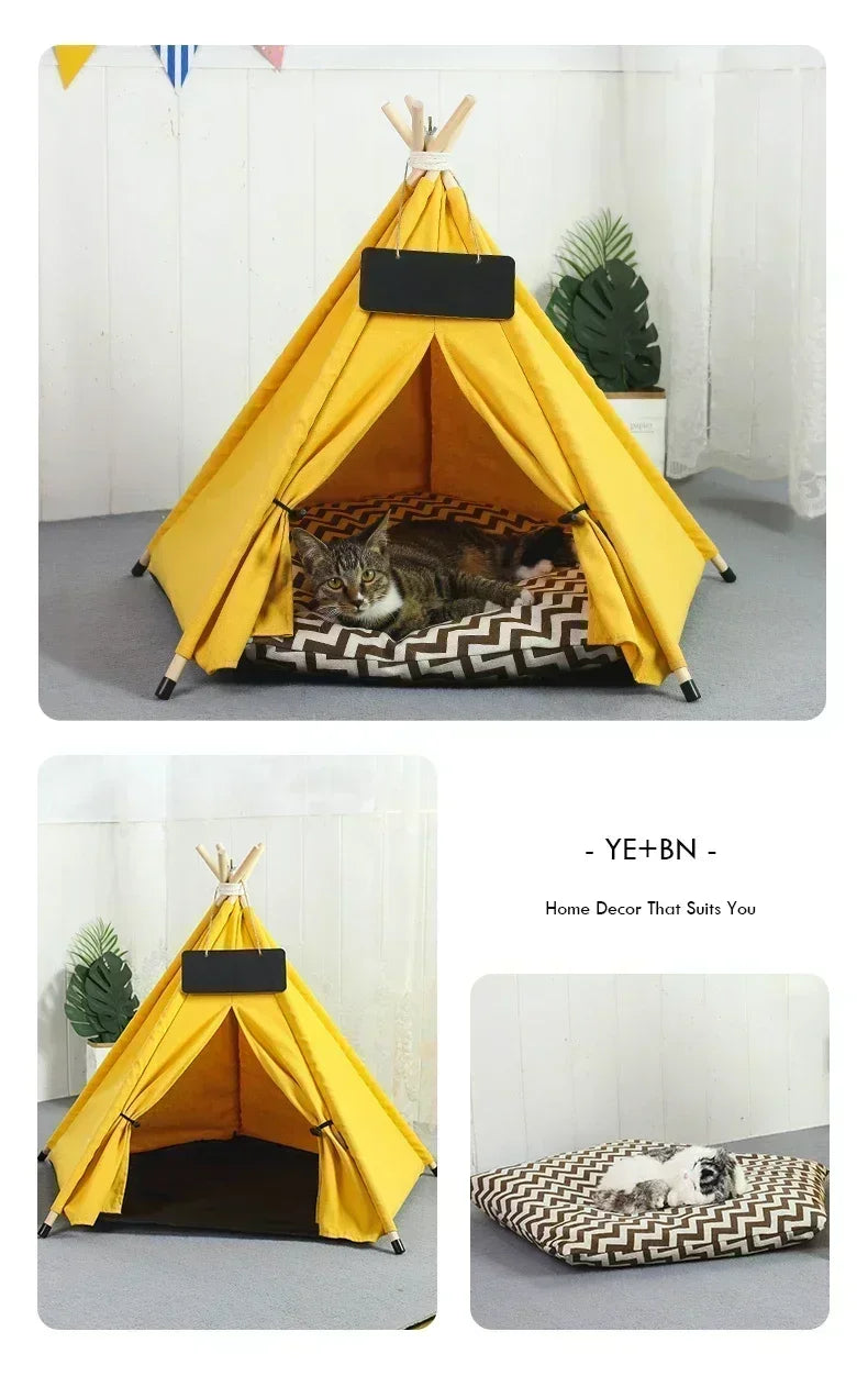 Portable Pet Teepee Bed with Cushion