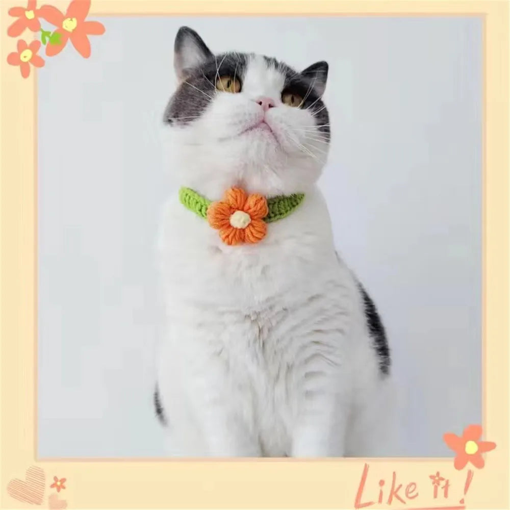 Crochet Flower Pet Collar