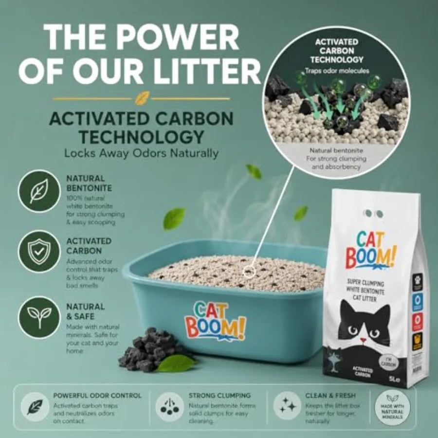 Premium Bentonite Clumping Cat Litter with Active Carbon