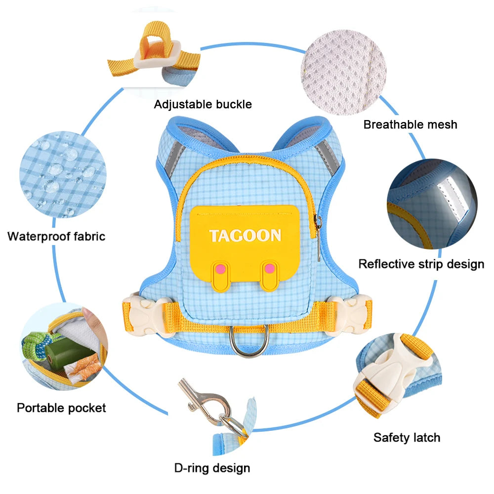 Cute Reflective Pet Harness & Leash Set
