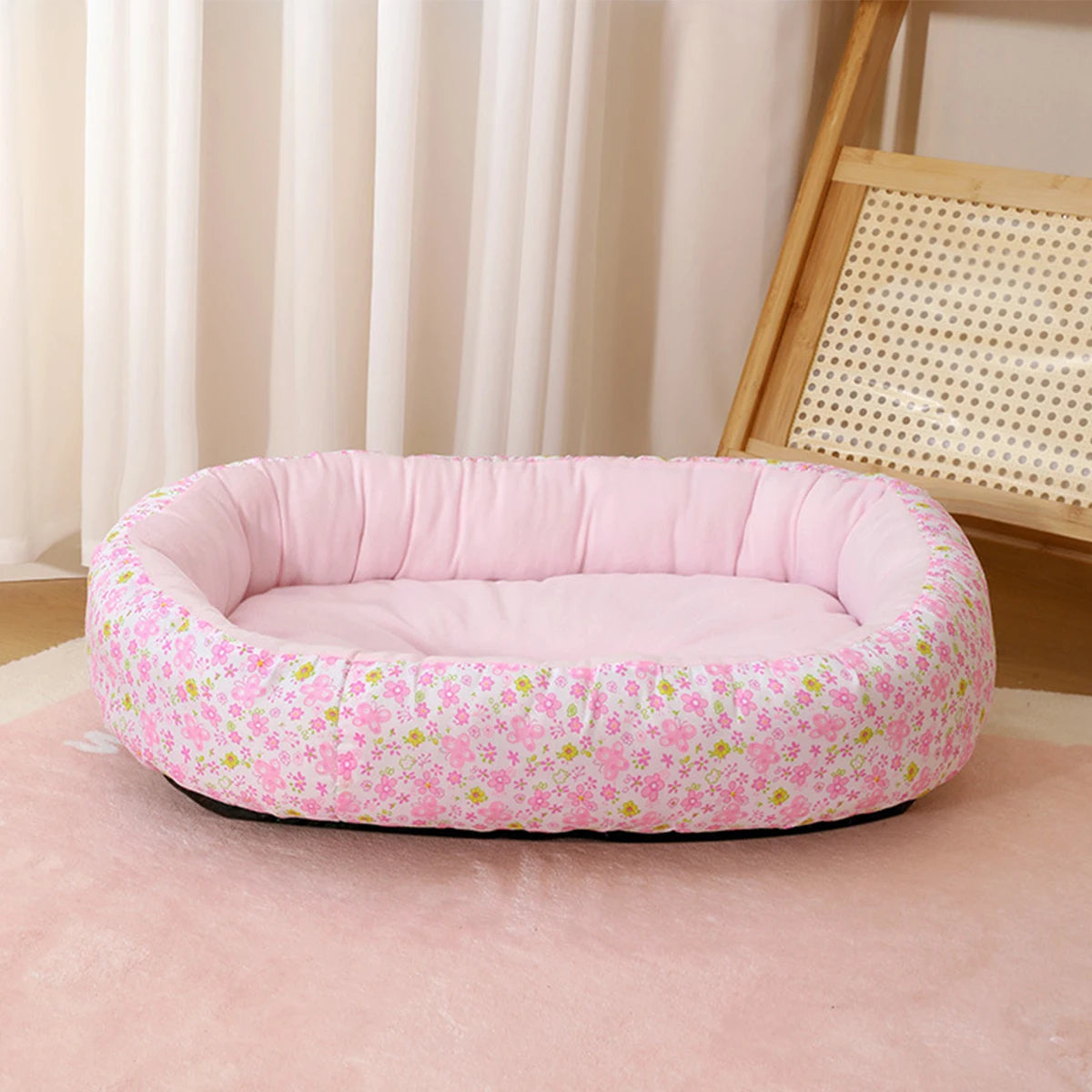 Floral All-Season Pet Bed for Dogs & Cats