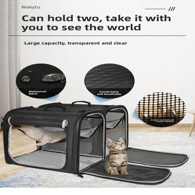 2-in-1 Foldable Double Pet Carrier