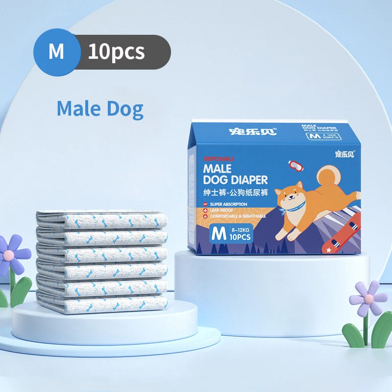 10-Pack Disposable Pet Diapers for Dogs & Cats
