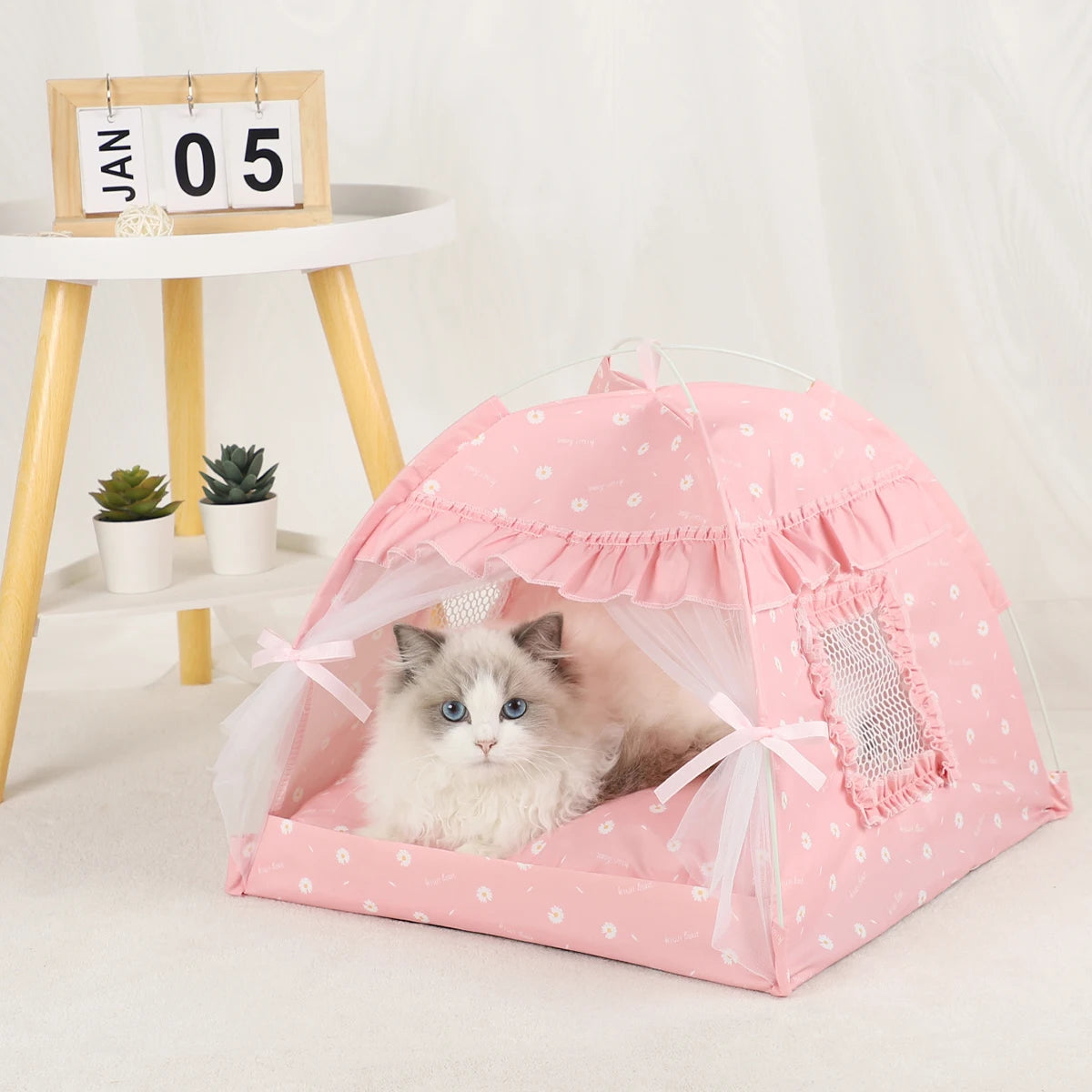 Warm Plush Pet Tent Bed with Cushion