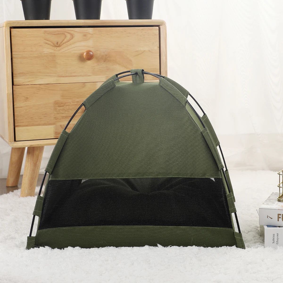 Warm Plush Pet Tent Bed with Cushion