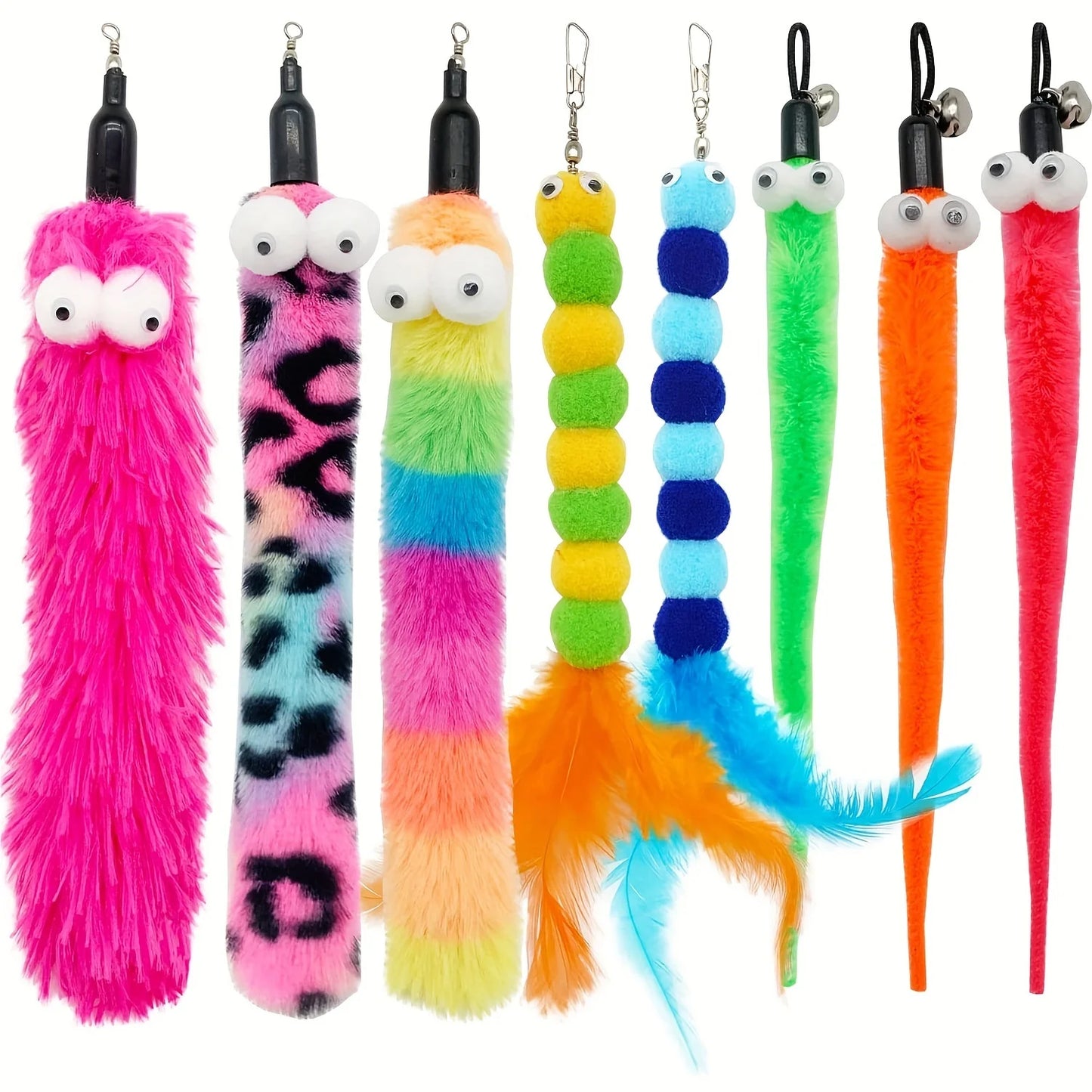 9-Piece Interactive Cat Feather Wand Toy Set