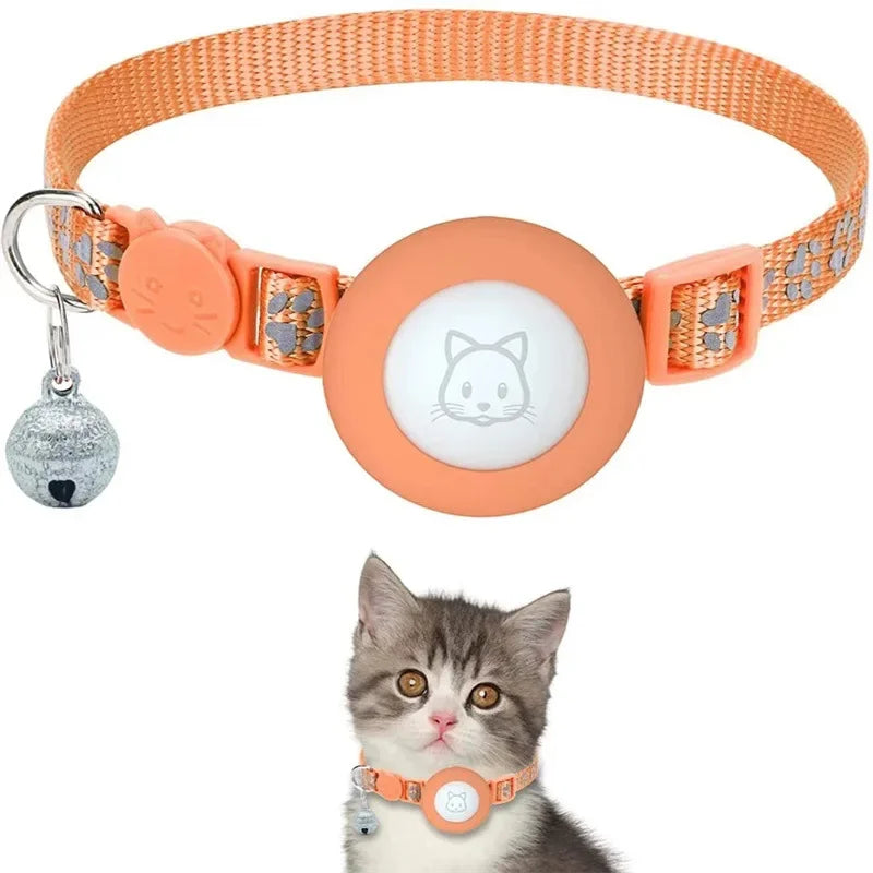 Reflective AirTag Cat Collar with Bell & Safety Buckle