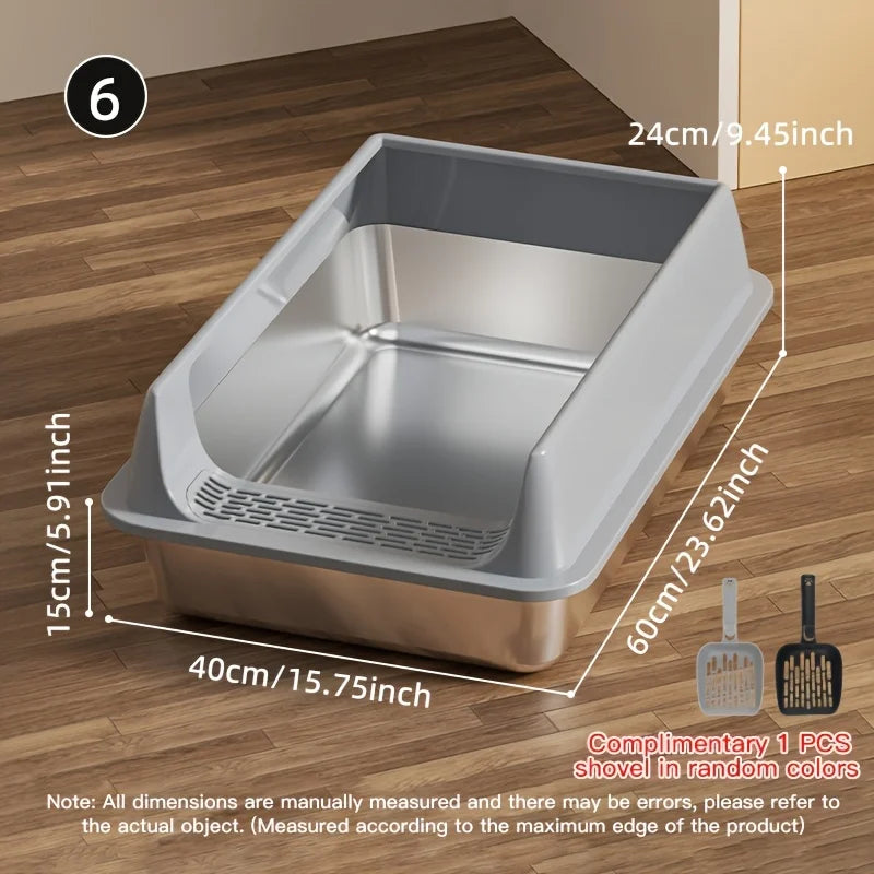 Stainless Steel Cat Litter Box with Removable Lid