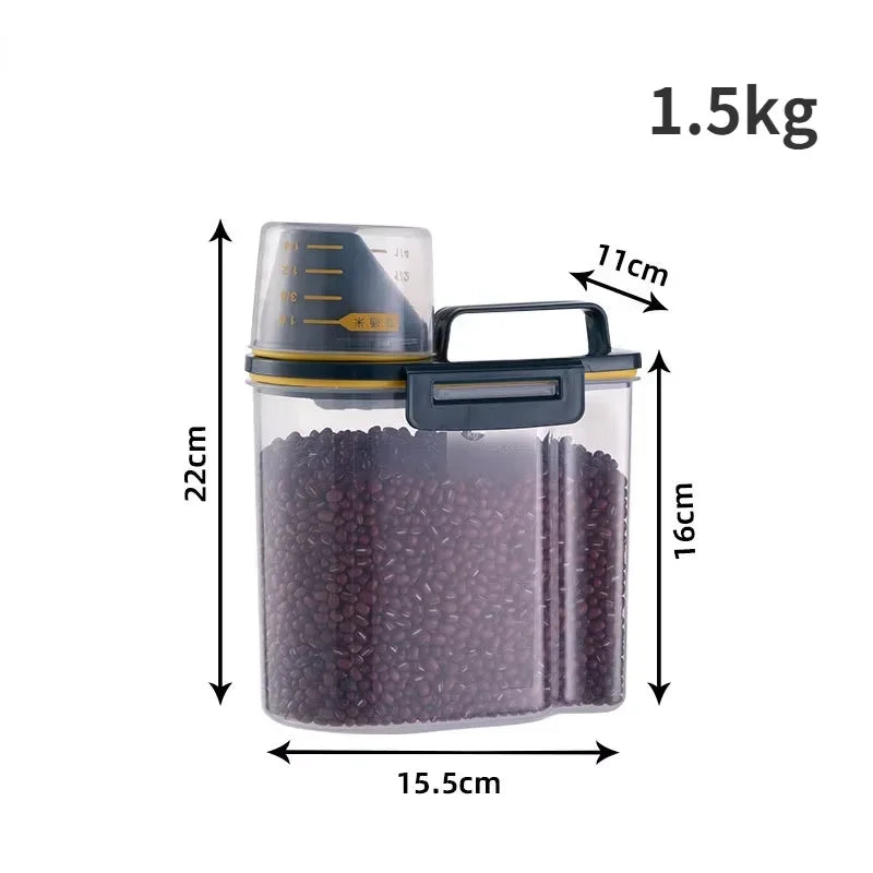 1.5kg/2kg Airtight Pet Food Storage Container with Measuring Cup
