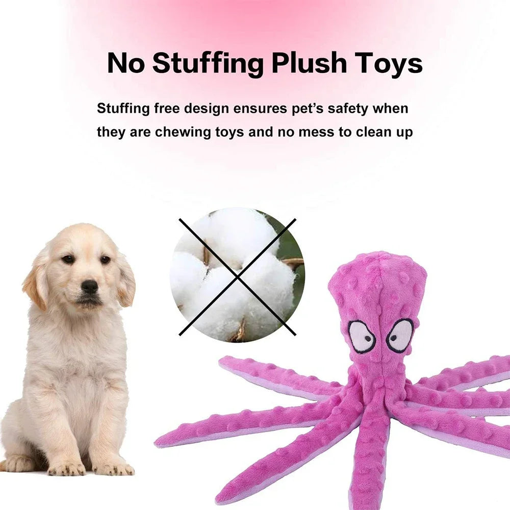 Stuffing-Free Squeaky Octopus Dog Toy