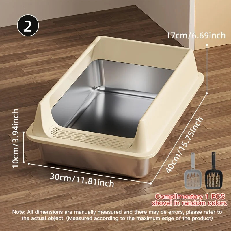Stainless Steel Cat Litter Box with Removable Lid