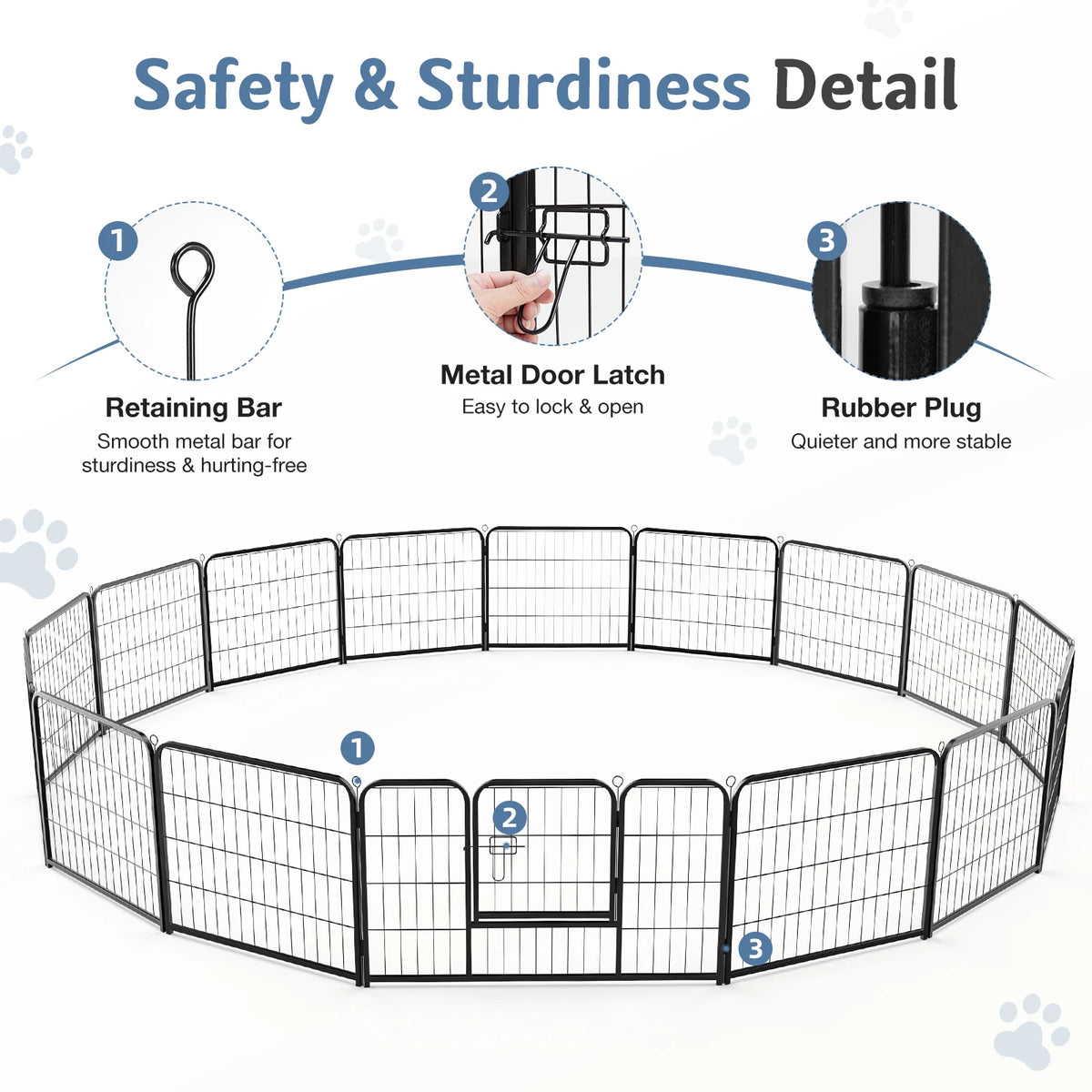 16-Panel Foldable Pet Playpen