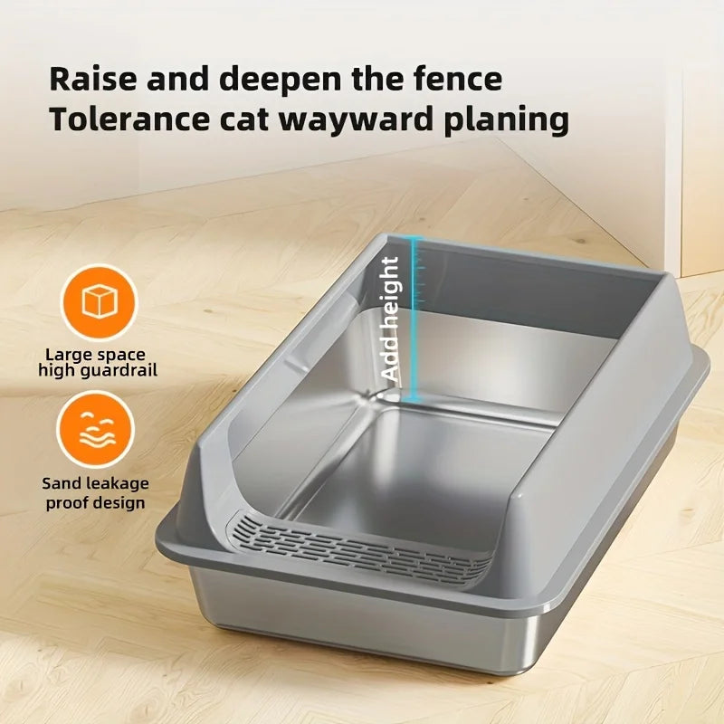 Stainless Steel Cat Litter Box with Removable Lid