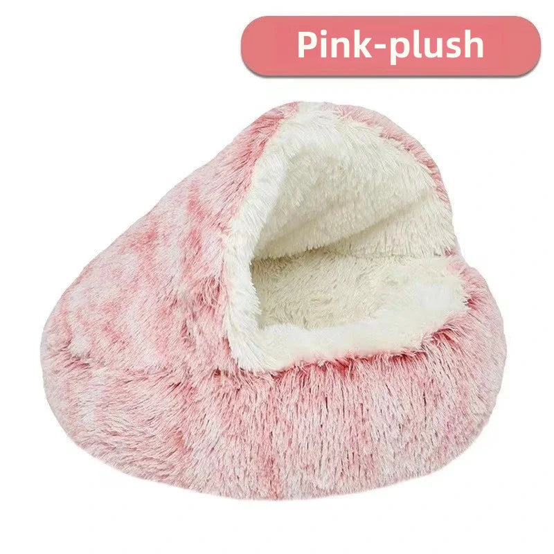 Warm Plush Semi-Enclosed Cat Bed