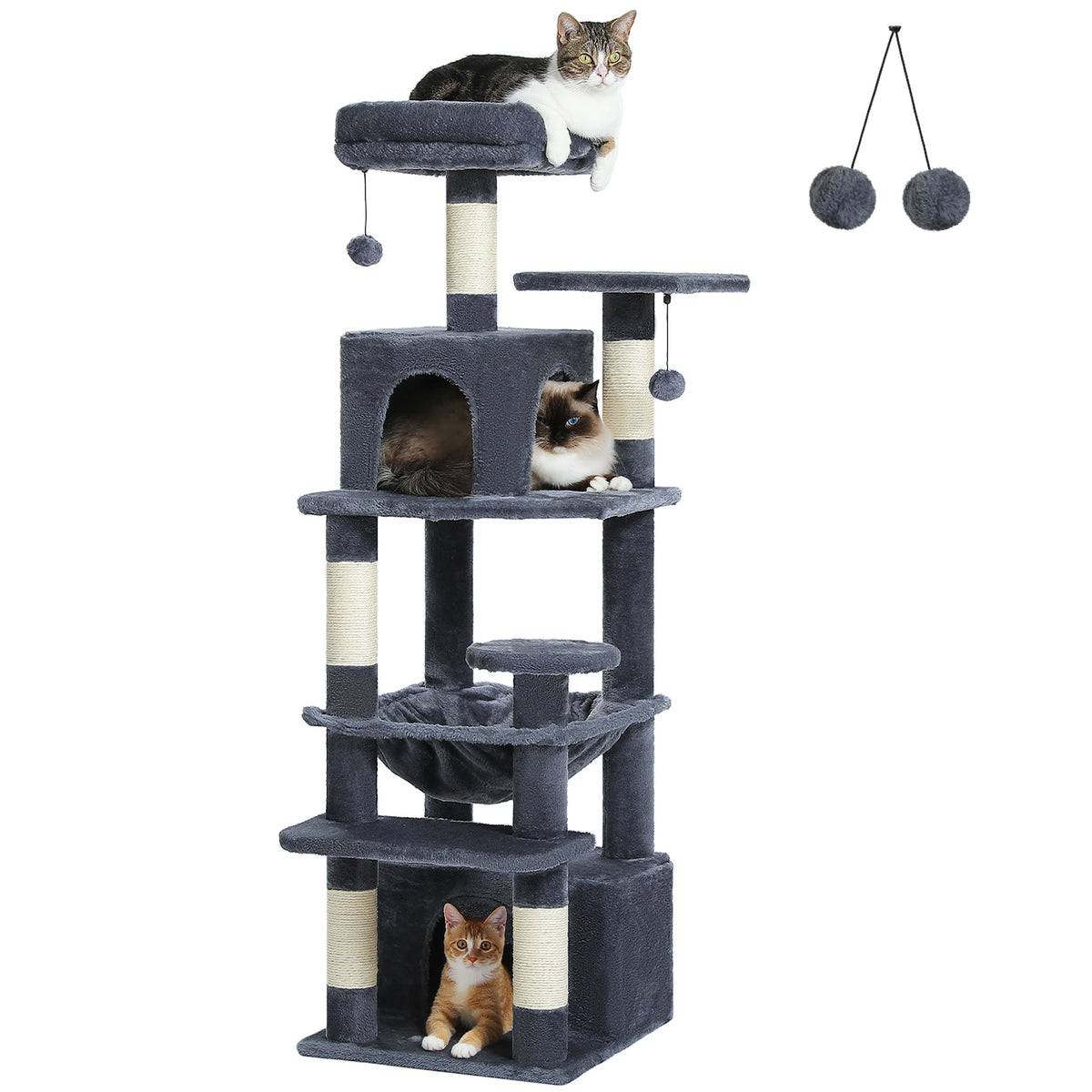 Large Cat Tree Tower with Hammock & Condos