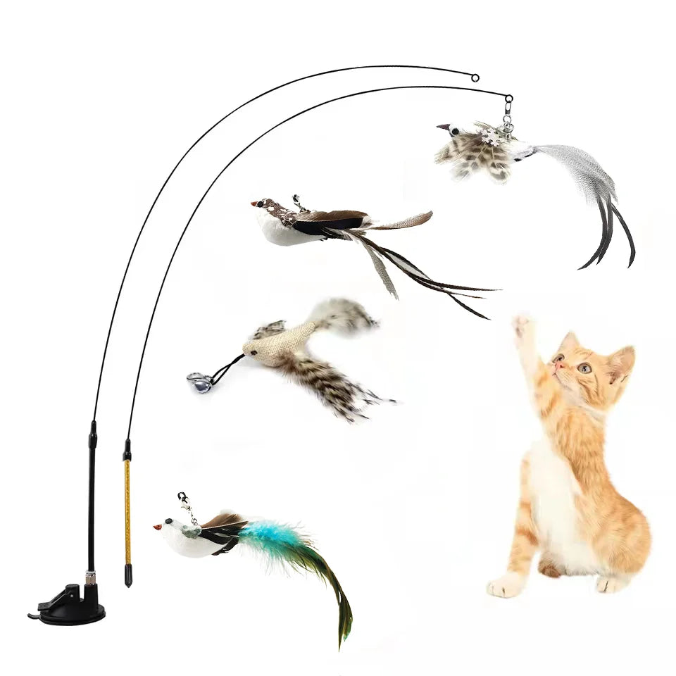 Interactive Bird Feather Cat Teaser Toy