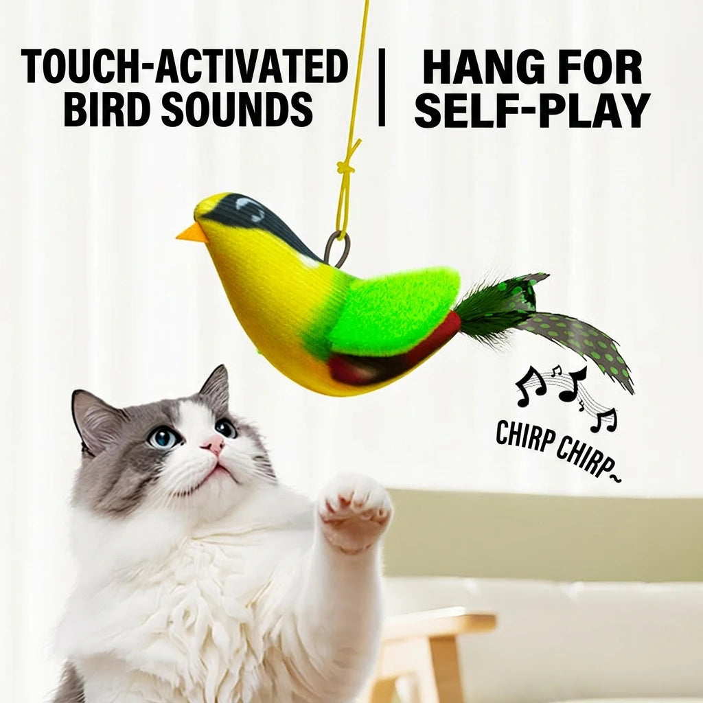 Interactive Hanging Bird Cat Toy with Catnip