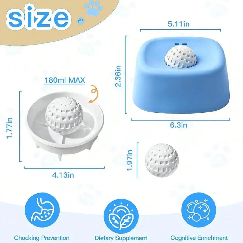 Silicone Slow Feeder Lick Bowl with Rolling Ball