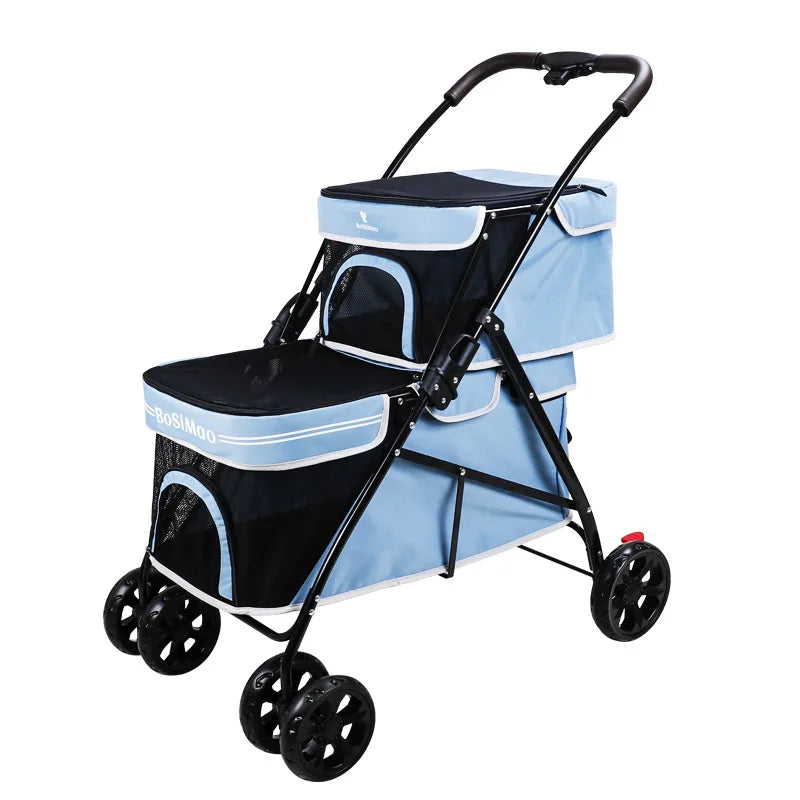 Double-Layer Foldable Pet Stroller