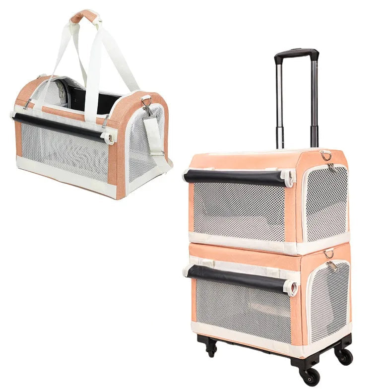 3-Tier Rolling Pet Carrier Suitcase