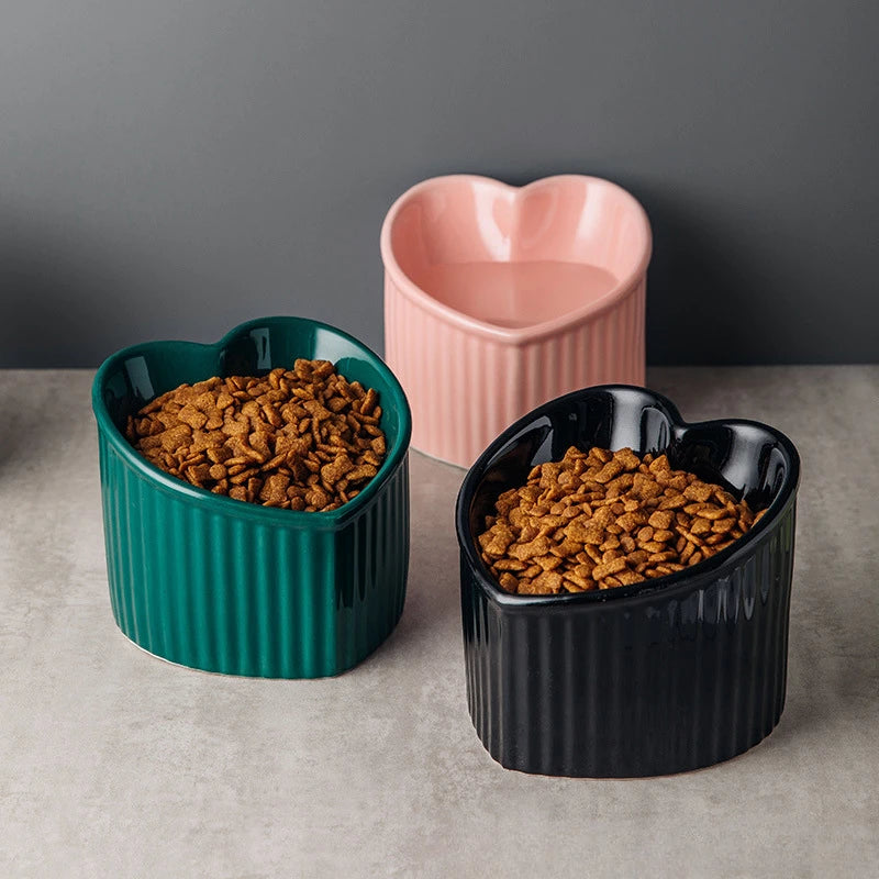 Slanted Elevated Ceramic Pet Bowl with Stand