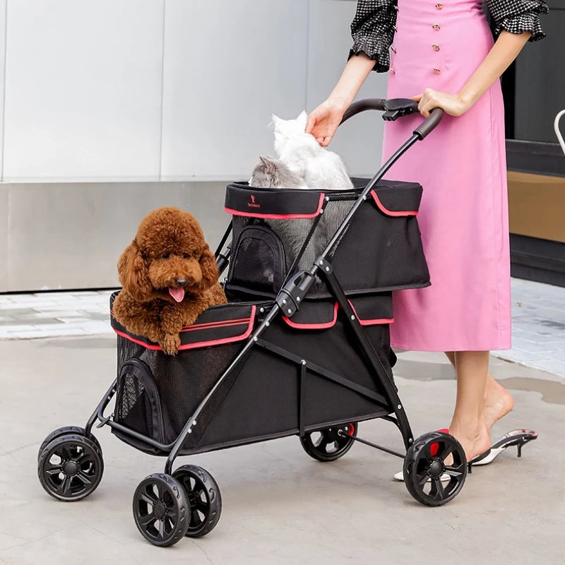 Double-Layer Foldable Pet Stroller