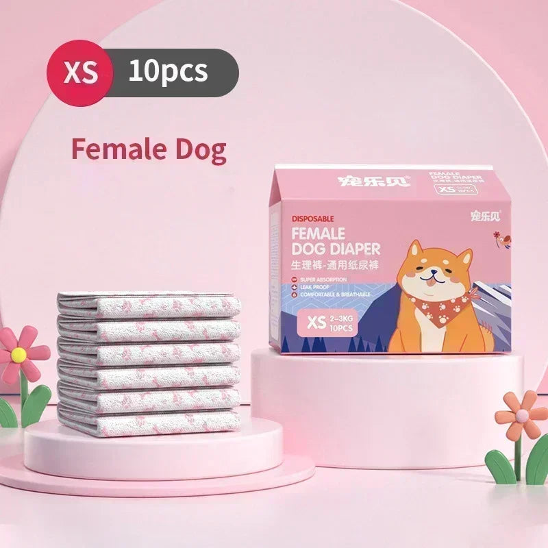 10-Pack Disposable Pet Diapers for Dogs & Cats