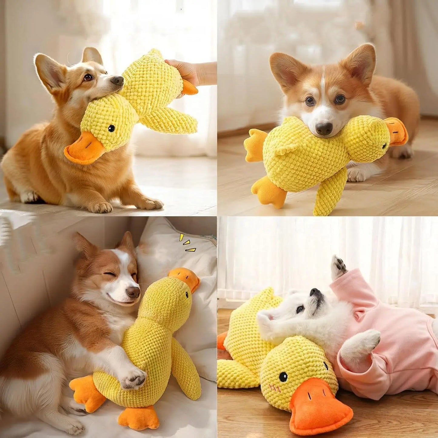 Durable Plush Duck Squeaky Dog Toy