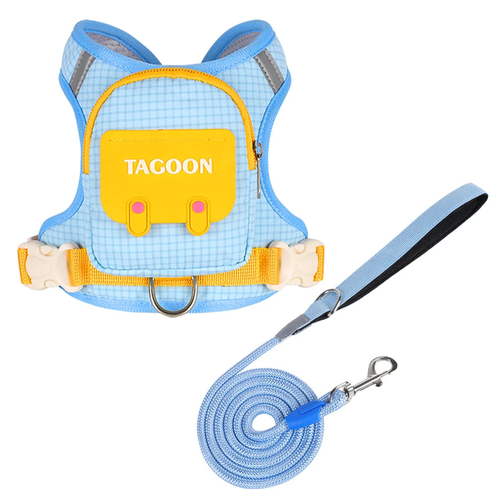 Cute Reflective Pet Harness & Leash Set