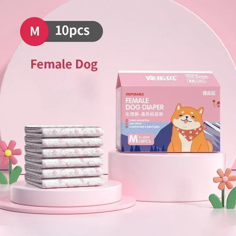 10-Pack Disposable Pet Diapers for Dogs & Cats
