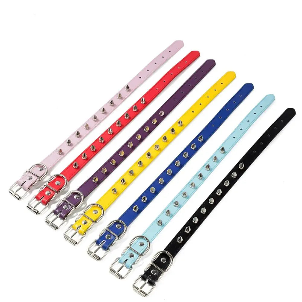 Adjustable Studded Leather Pet Collar